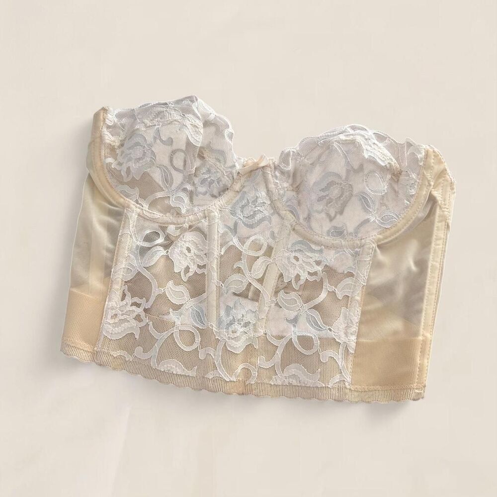 Vintage Victorias Secret Bustier Strapless Corset Coquette | 34C Union Made USA